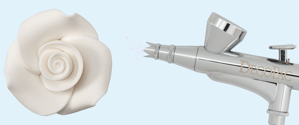 Adding Colors to White Sugar Soft Roses with an Airbrush For Cake Decorations