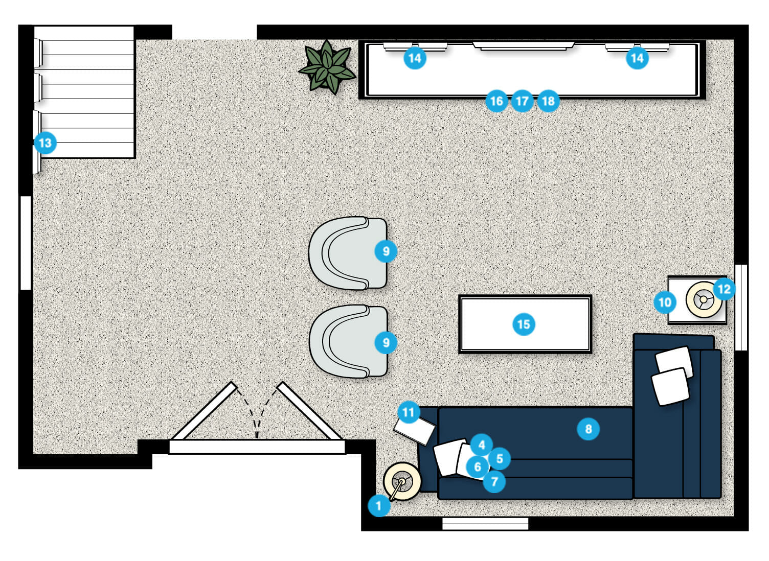 Modern Basement Family Room | Decorilla