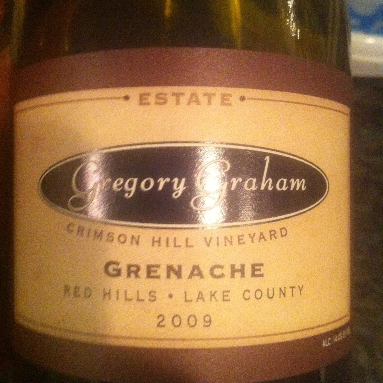 Gregory Graham Crimson Hill Vineyard Grenache