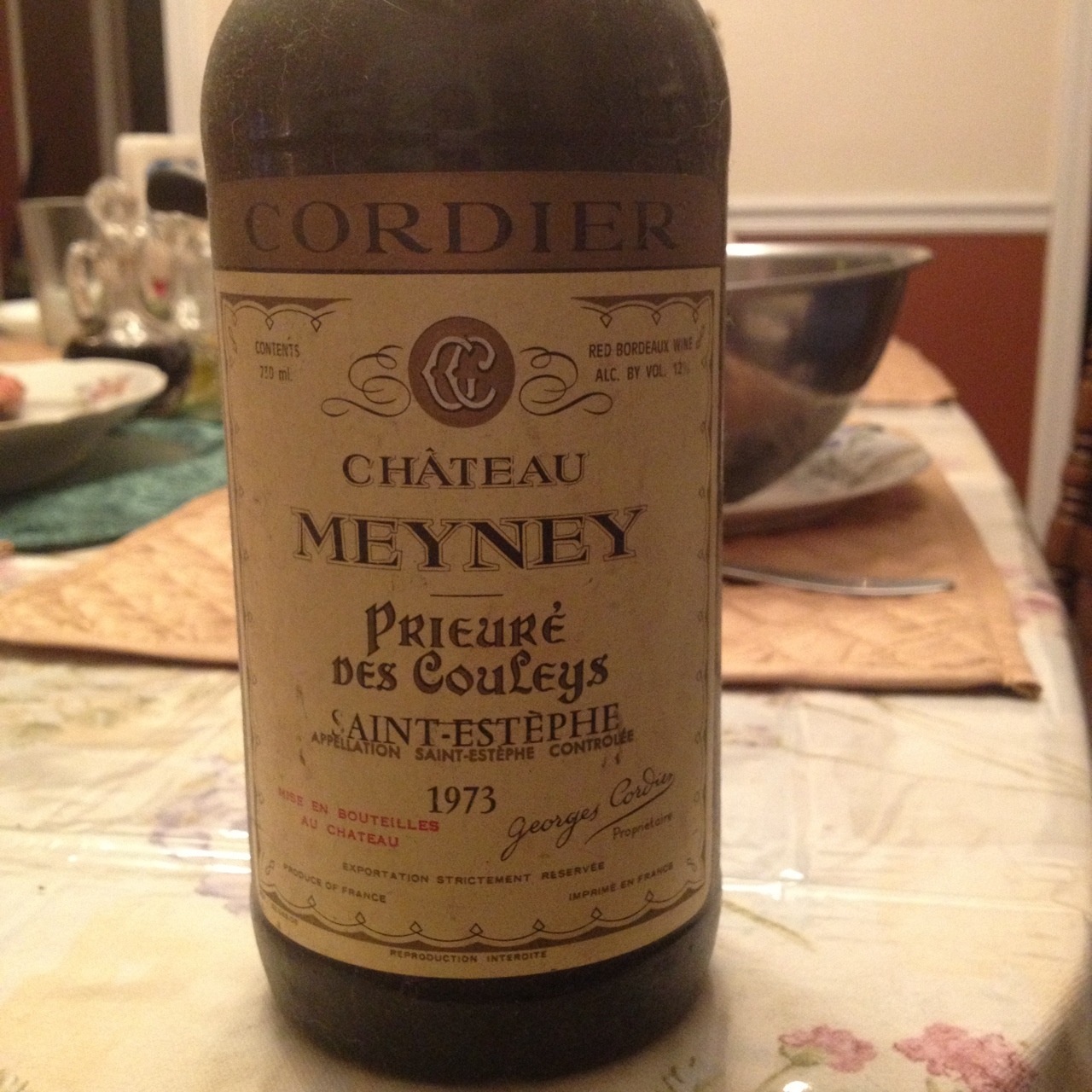 1961 Château Meyney Prieuré des Couleys St. Estèphe Red Bordeaux Blend