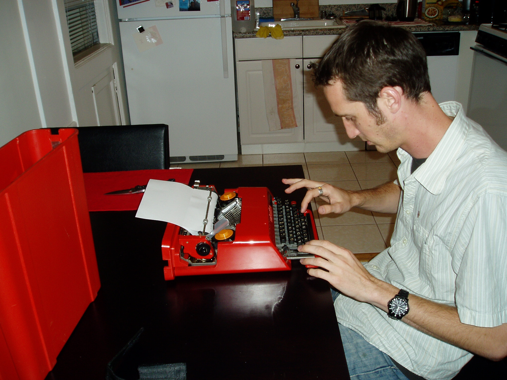 Me, Typing on the Olivetti Valentine