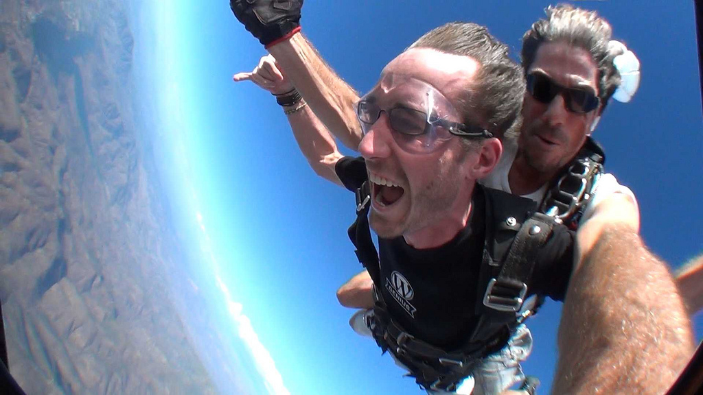 Me skydiving in San Diego, during a work trip :)