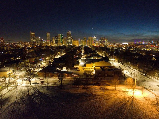Denver winter skyline.