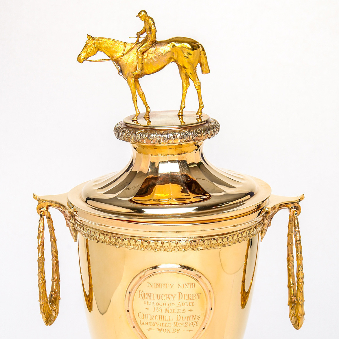 Close up of Kentucky Derby gold trophy