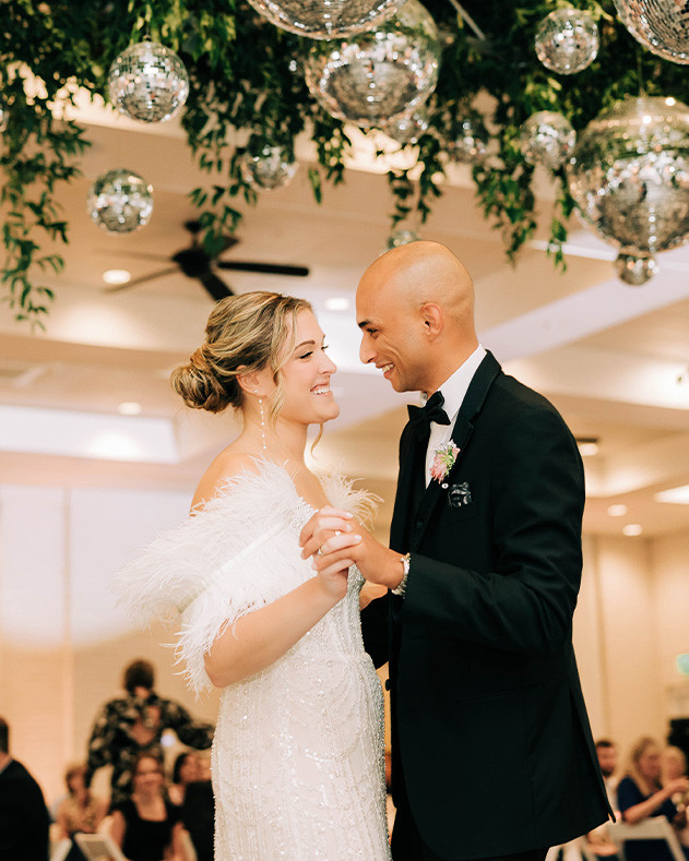 close up of couple dancing at their wedding