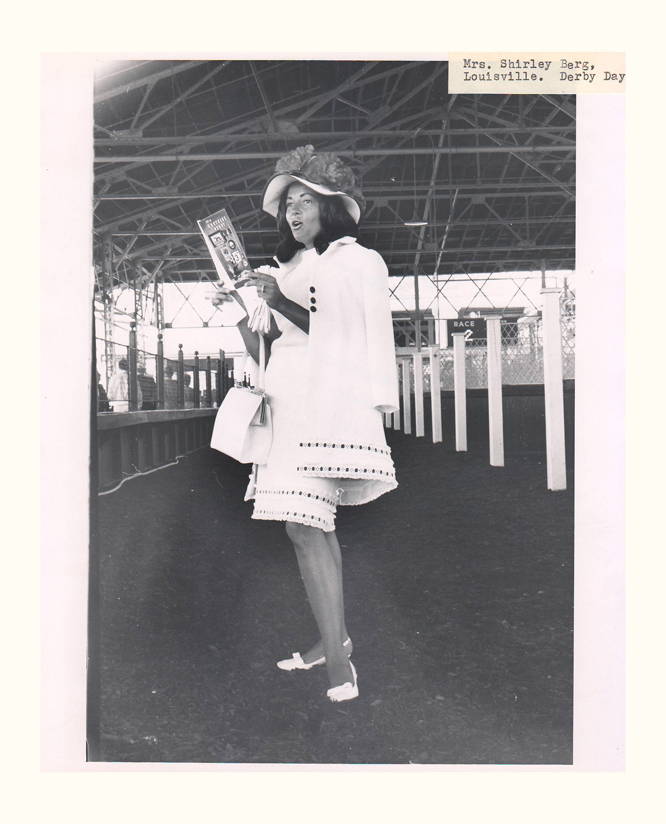 black and white picture of 1968 womens derby fashion