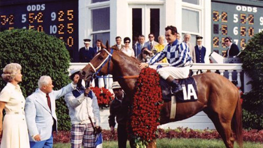 Secretariat in the winner's circle in 1973