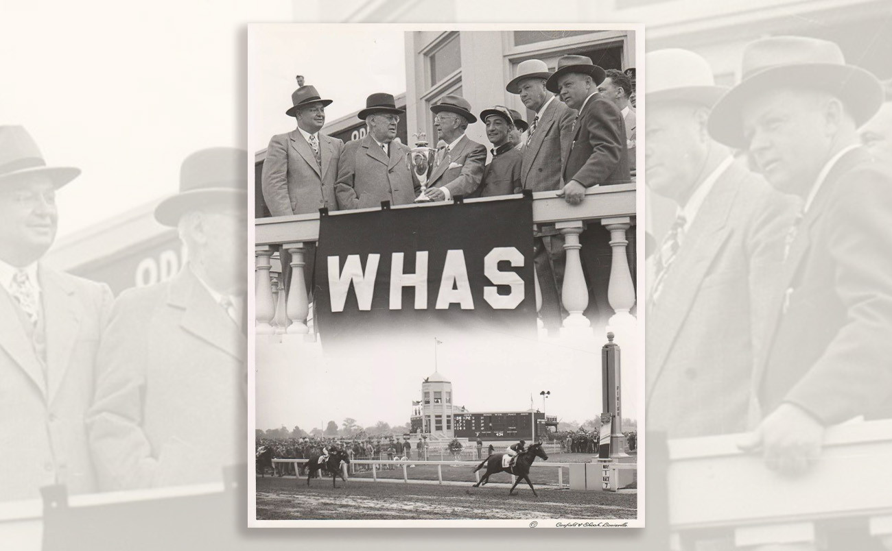 Winn making the trophy presentation to the connections of 1941 Kentucky Derby winner, Whirlaway. Photo courtesy of Churchill Downs Racetrack.