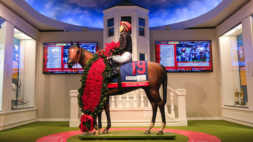 Golden Tempo replica statue in Winner's Circle exhibit