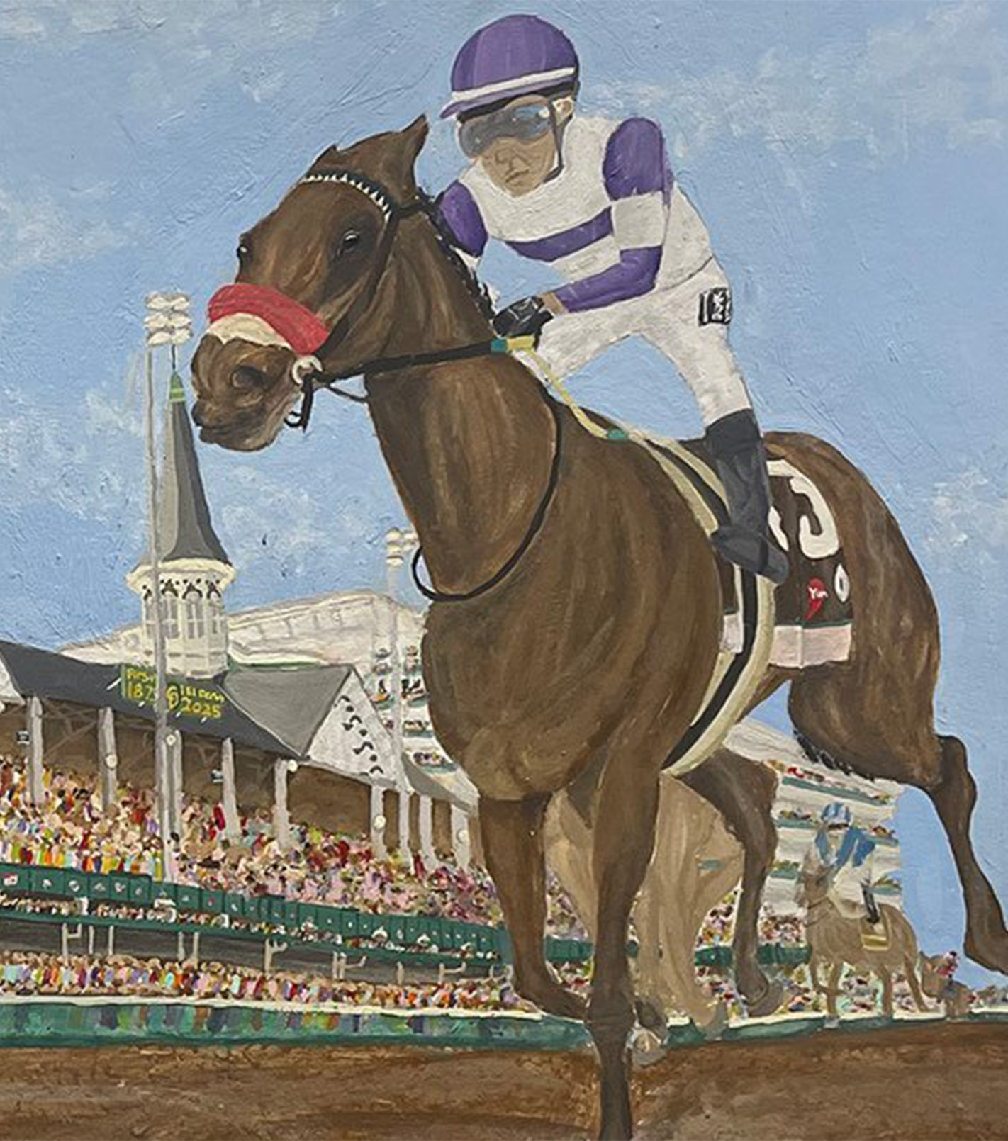 painting of a jockey racing in the derby