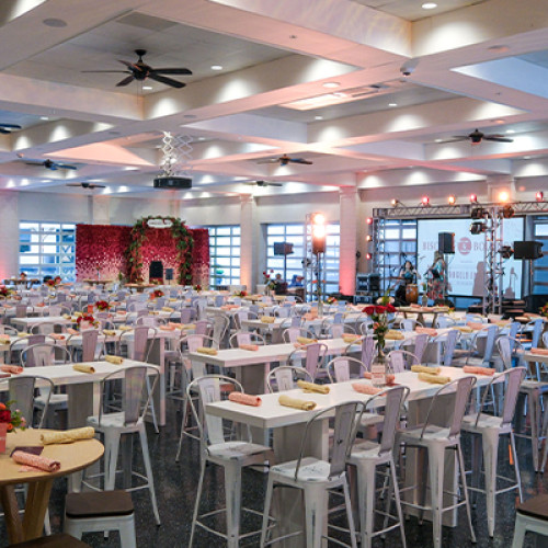 biscuits and bourbon event tables set up in the oaks terrace room