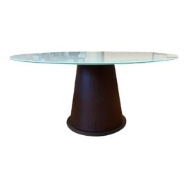 Domitalia Palio 152 Wenge + White Glass Round Table. Original Price: $2,130