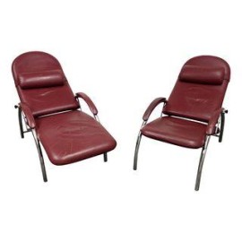 Mid-Century Leather & Chrome Chairs, Pair - Retail Price: $3,000.00