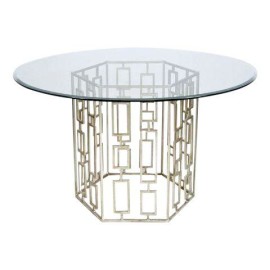 48" Round Glass Top Worlds Away Jackson Table - Retail Price: $1,813.00