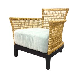 Designer Rattan Chair with Velvet Cushion