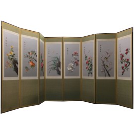 Eight Panel Asian Silk Screen