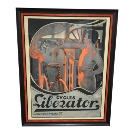 Vintage 4'x5' Framed Liberator Cycles Bicycle Poster By Affiche Kossuth- Retail Price: $9,000.00