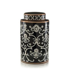 John Richard Floral Black and White Patterned Jar, Retail Price $311.00
