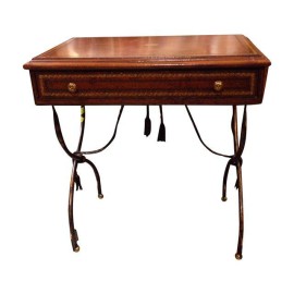 Maitland-Smith Leather & Iron Side Table - Retail Price: $1,200.00