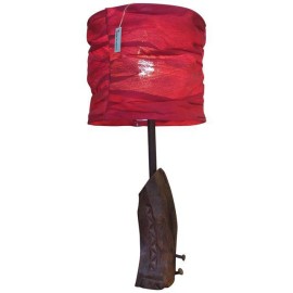 Carved Dhow Wood Lamp With Coconut Fiber Shade