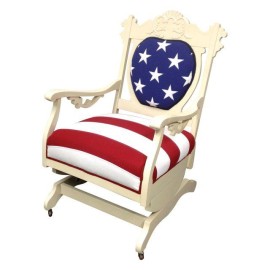 Custom Upholstered Stars & Stripes Vintage Rocking Chair