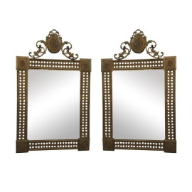 Pair of Gilded Antique French Iron Mirrors