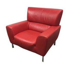 Della Robbia Red Leather Chairs - Pair