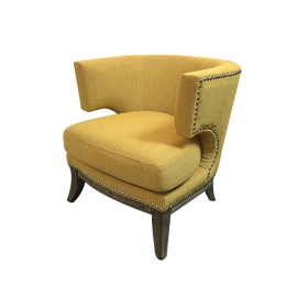 NEW Barrel Back + Nail Head Trim Bumble Bee Yellow Upholstered Chair