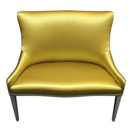 Custom Chartreuse Silk Settee