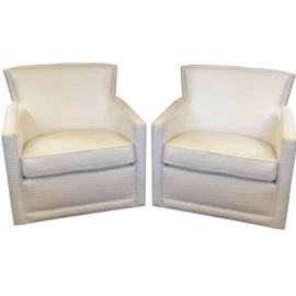 A. Rudin Ivory Swivel Chairs - A Pair