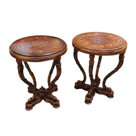 Pair of Italian Inlaid Side Tables. Original Price: $3,000.00