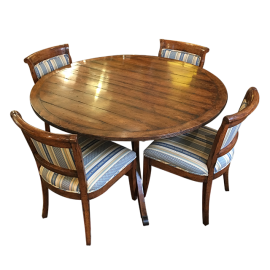 Guy Chaddock 54" Table + Four Upholstered Dining Chairs