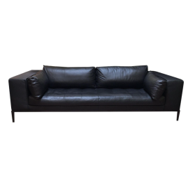 B&B Italia Maxalto Black Leather Sofa. Original Price: $11,000.00