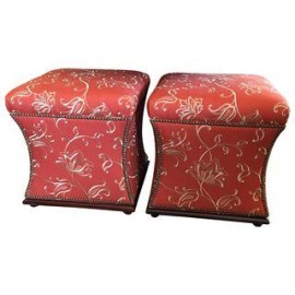 Custom Kravet Newport Ottomans, a Pair