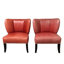 HD Buttercup - Pair of Red Leather Side Chairs