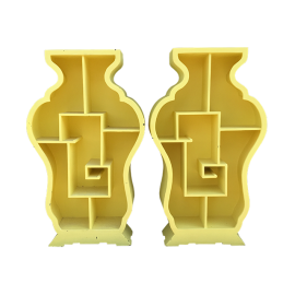 Pair of Yellow Painted Asian Etagere
