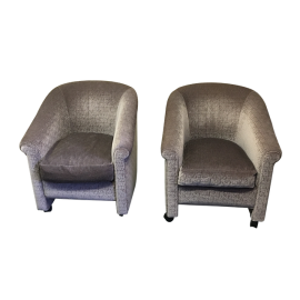 A. Rudin - Pair of Grey Mohair Arm Chairs. Original Price: $5,500.00.