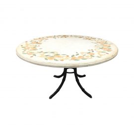 Ironies Inlaid Stone Table With Iron Base, Original Price: $4,000.00
