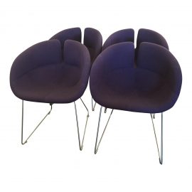 Set of Four Patricia Urquiola Fjord Purple Chairs. Original Price: $6,400.00