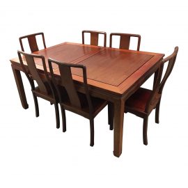 Rosewood Dining Table + 6 Chairs