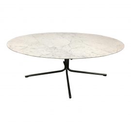 Mid-Century Style White Marble Top Coffee Table