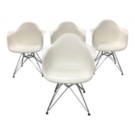 Set of 4 Eames® Molded Plastic Wire-Base Armchairs (Dar)