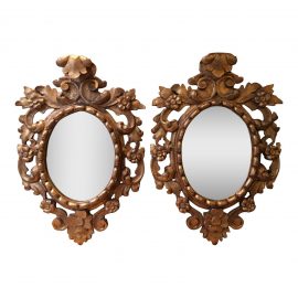 Pair of Antique Oval Gilt Mirrors