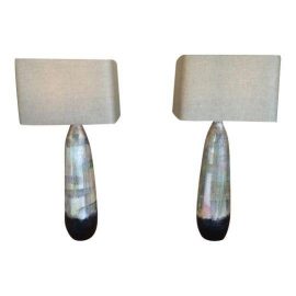 Textured Ceramic Derrick Table Lamps - A Pair. Original Price: $1,599.00