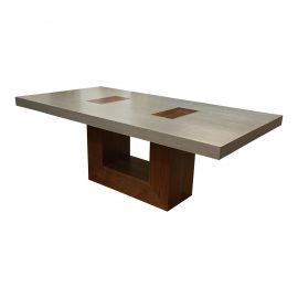 Wood and Faux Stone Dining Table