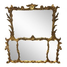 Vintage Gilt Wood Mirror With Floral & Leaf Motif