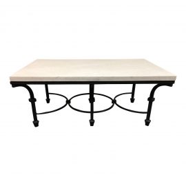 Kolkka Furniture Wrought Iron & Marble Coffee Table. Original Price: $3,500.00