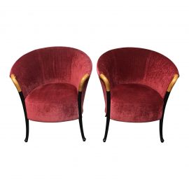 Giorgetti Progetii Red Velvet Chairs - A Pair