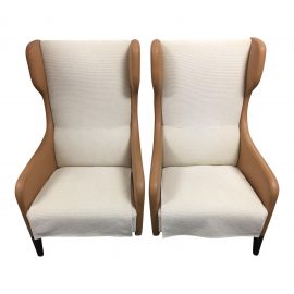 Cream Wing Back Chairs - A Pair