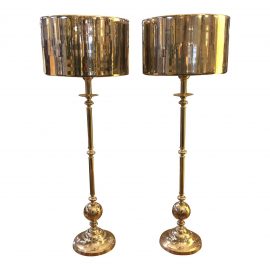 Arteriors Reflective Silver Metal Table Lamps- A Pair